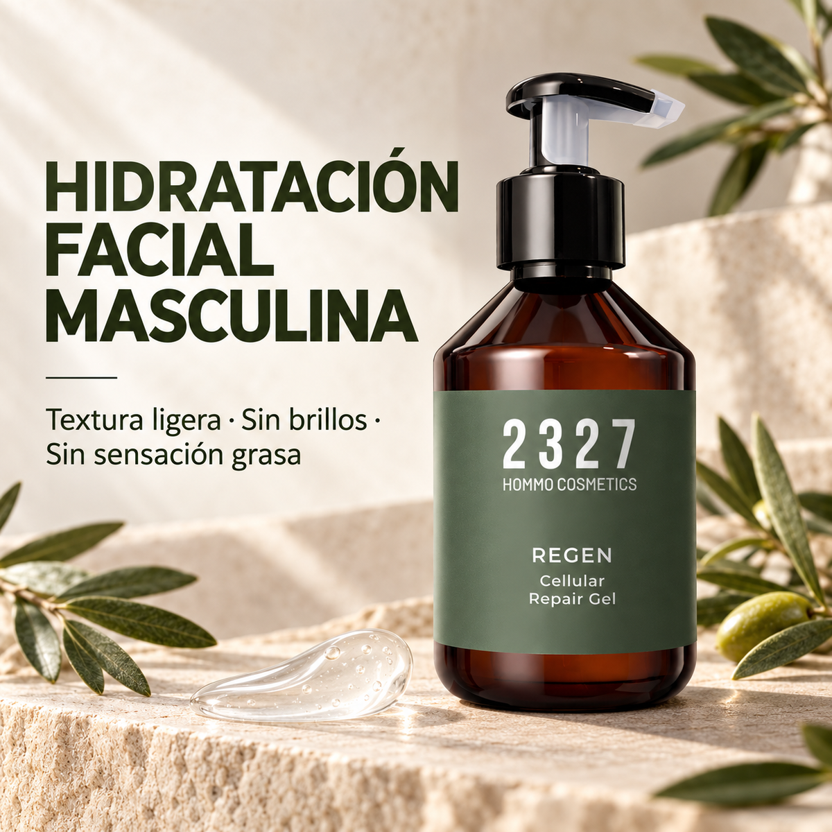 Hidratación facial masculina REGEN: textura ligera y sin sensación grasa