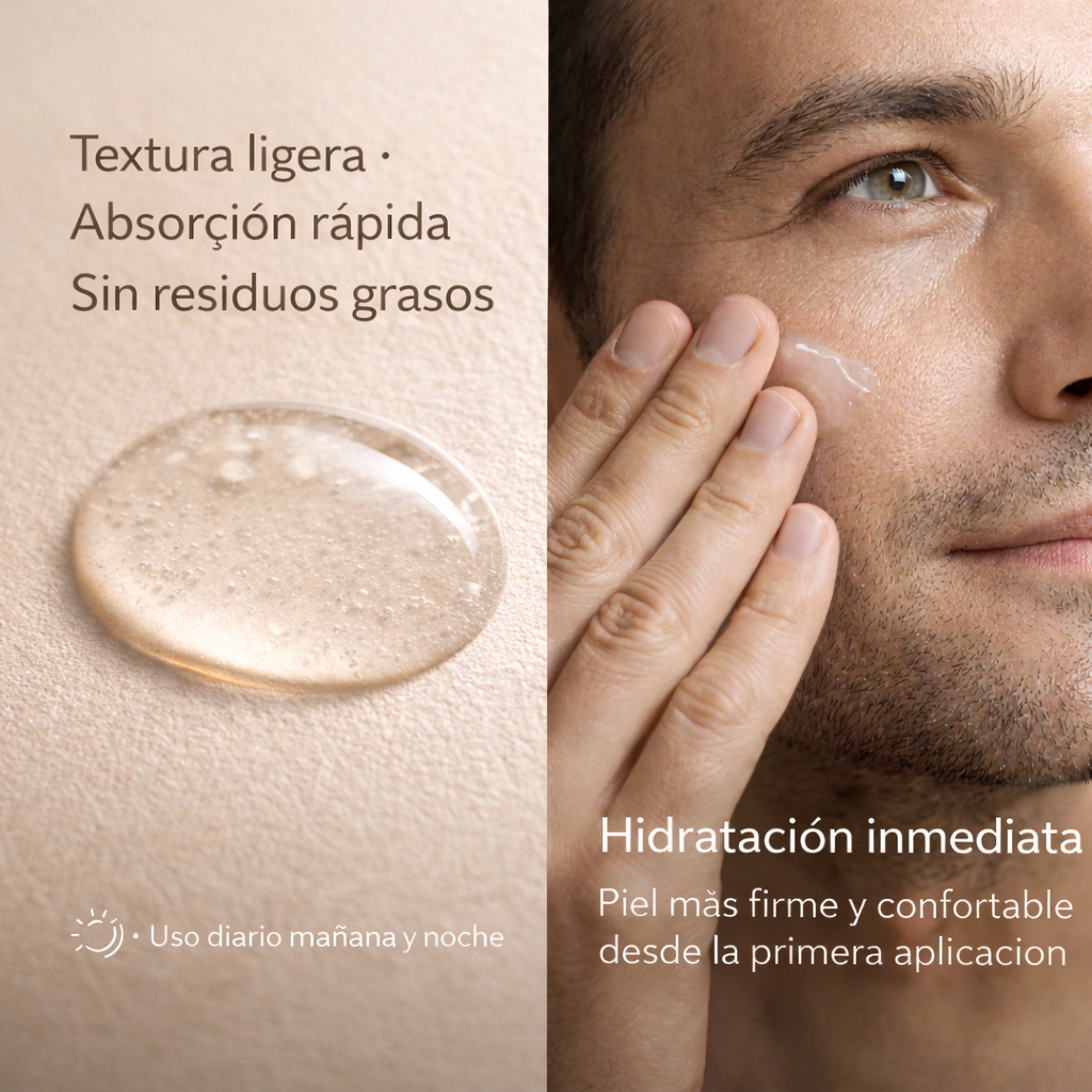 ÉTER · Sérum Facial Hombre con Ácido Hialurónico · Hidratación, Firmeza y Efecto Reafirmante · 30 ml