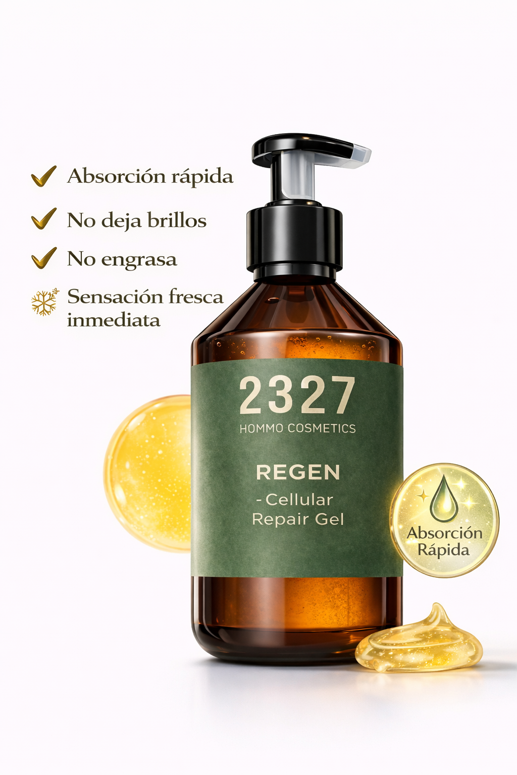REGEN · Gel Hidratante Facial Hombre · Rostro, Barba, Aftershave y Aftersun · 200 ml