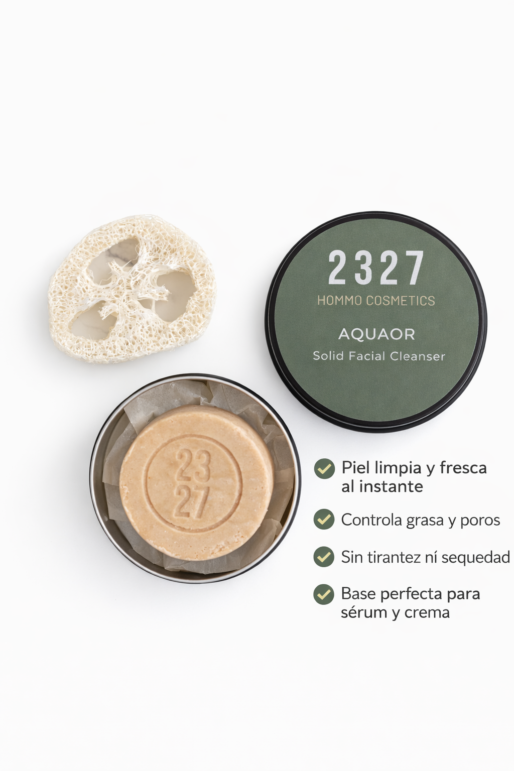 AQUAOR · Limpiador Facial Sólido Hombre · Limpieza Profunda sin Resecar · 80 g