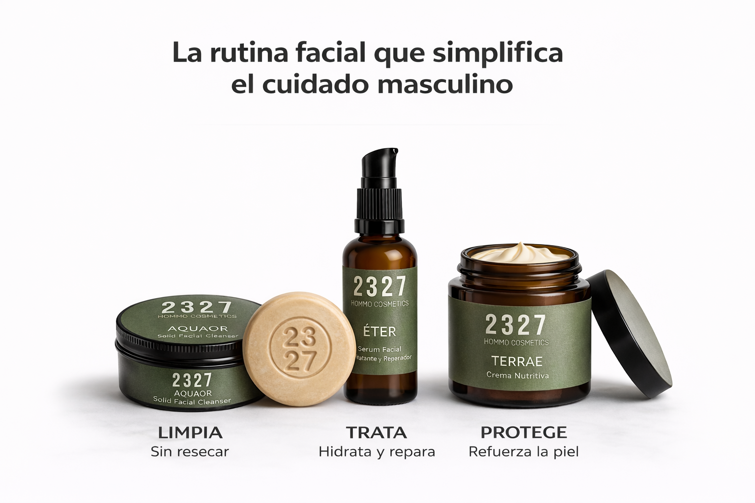 ELEMENTVM · Rutina Facial Hombre · Limpieza, Sérum e Hidratación Premium · 3 Productos