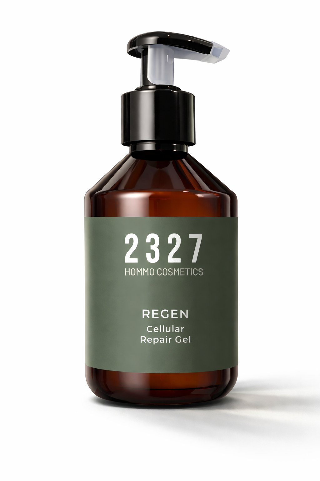 REGEN gel hidratante facial multifunción 2327 HOMMO COSMETICS con fondo blanco y sombra